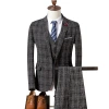 Wholesale of 2020 Spring and Autumn Men's British fitted Checked suit three-piece set, fashionable and stylish men's casual evening dress set Item Picture